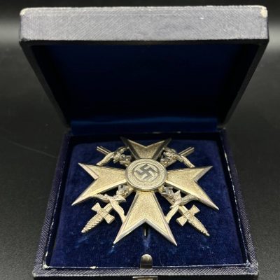 Cased Spanish Cross with Swords in Silver