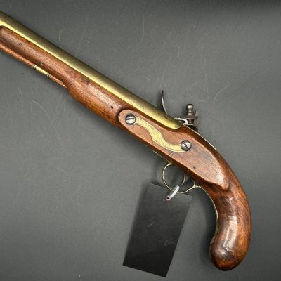 Brass Barrel Brass Mounted English Flintlock Officer’s Pistol Circa 1812 By George Jones