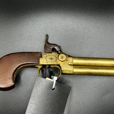 Brass Framed and Barreled Liege Proofed Tap Action Over/Under Percussion Pistol