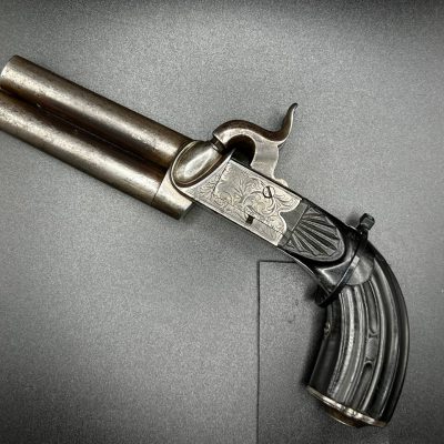 Over/Under Single Trigger Ebony Handled Percussion Pocket Pistol