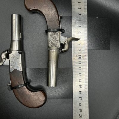 Pair of English Drop Trigger Percussion Pistols