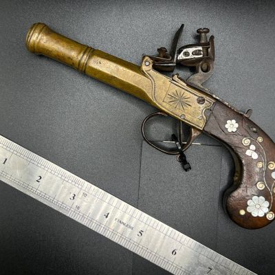 Pair Of Brass Barreled Brass Frame Flintlock Boxlock Pocket Pistols