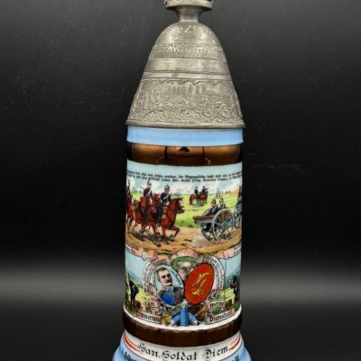 Bavarian Reservist Beer Stein – 4th Field Artillery Regiment “König,” 1st Battery, Augsburg, 1902–1903.