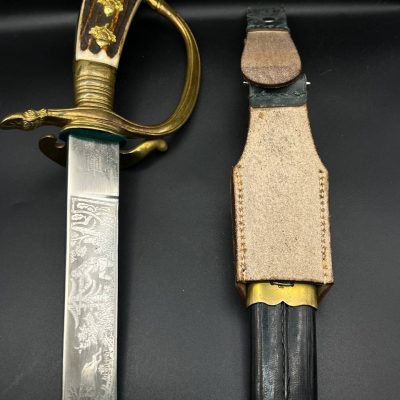 German Hunting Dagger with Stag Horn Grip and Acorn Decorations