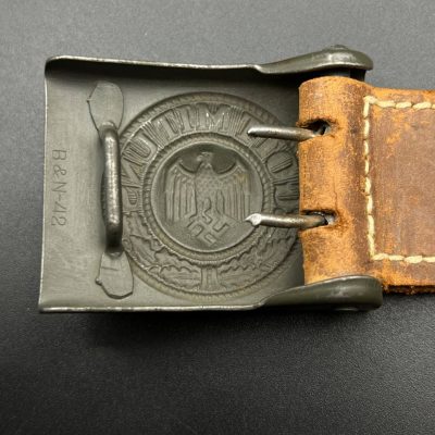 German Heer Belt Buckle, steel, field-grey finish, B&N, 1942