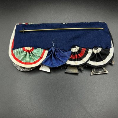 4-Piece Medal Bar of a German Veteran. Hungarian World War I Commemorative Medal and Third Reich Civil Service Long Service Award.