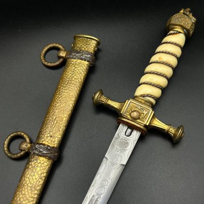 Imperial German Navy Officer’s Dirk by WKC. Damascus Blade.