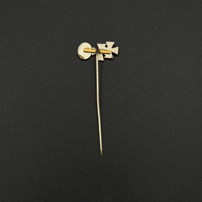 Post-war Two-Award Miniature Stickpin: Iron Cross 2nd Class 1939 & Wound Badge in Silver. 1957