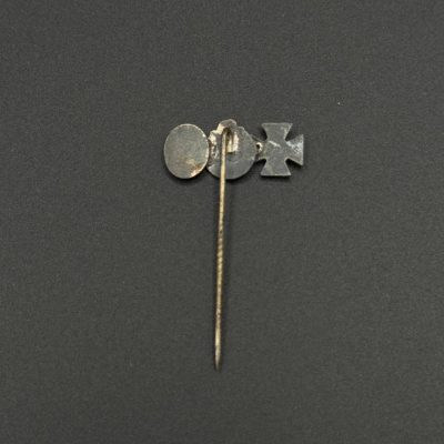Three-Award Miniature Stickpin: EK2 1939, Eastern Front Medal, Wound Badge in Black