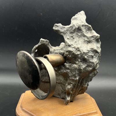 Fragment of a BMW 801 Aircraft Engine Cylinder from a Focke-Wulf Fw 190 Fighter, Mounted on a Stand