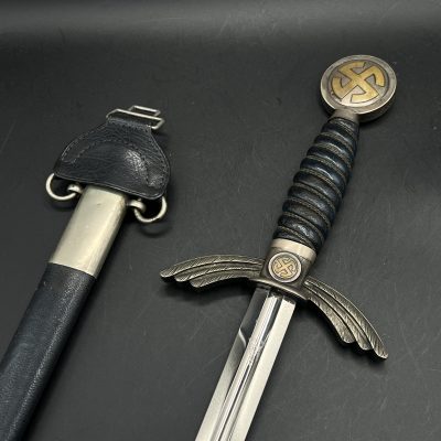 Luftwaffe Officer’s Sword (Offizierschwert / Fliegerschwert) (nickel-silver fittings). [SMF Stöcker & Co.]. Stamp – “5”.