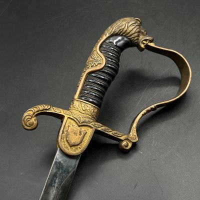 Officer sword of Third Reich Lion Head. [Emil Voos]. Extra eagle on the langet